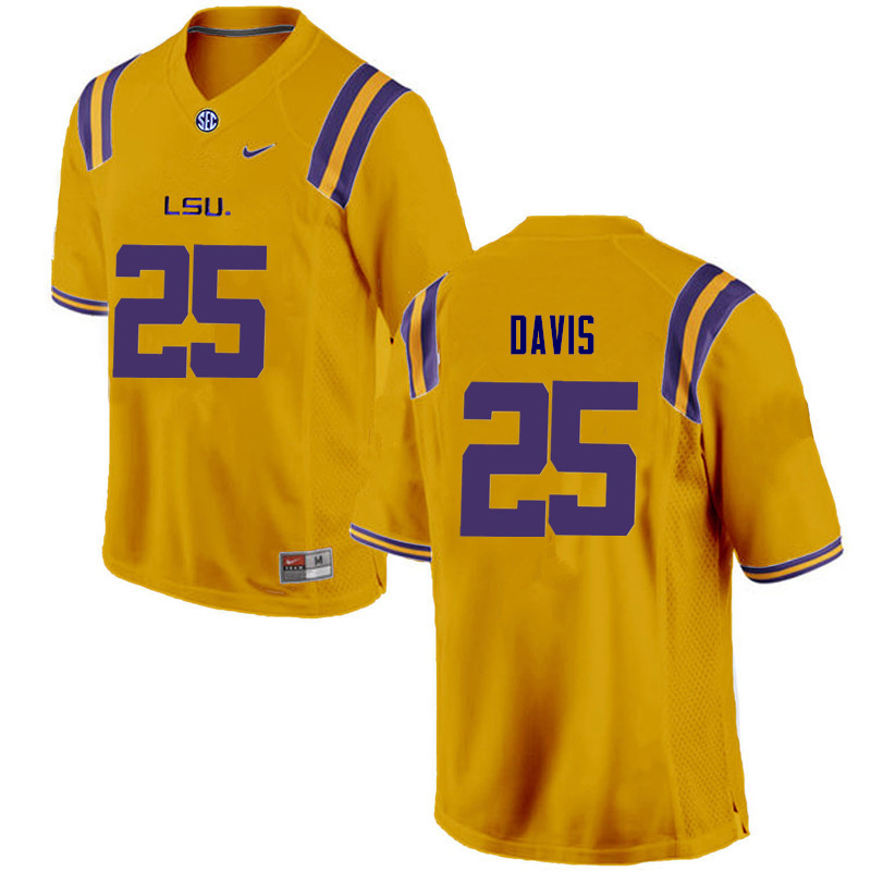 Men LSU Tigers #25 Drake Davis College Football Jerseys Game-Gold
